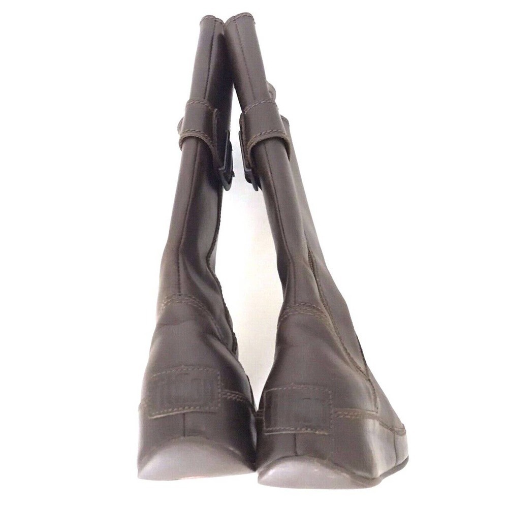 Fitflop | Hooper Wedge Heel Boots Womens Size 5 Chocolate Brown Tall Leather